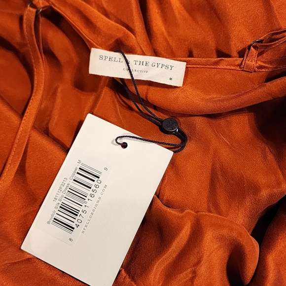 Spell & the Gypsy Collective Boudoir Silk Slip Dress Copper Size M 100% Silk - Picture 7 of 7